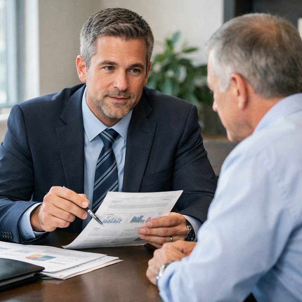 Business sales broker negotiating a new business sale